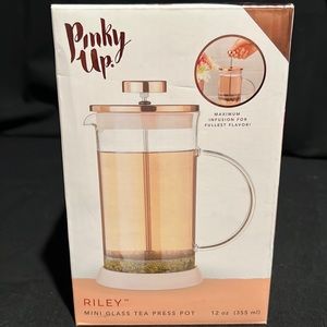 Pinky Up Riley glass & rose gold mini tea press pot – 12 ounce - NIB